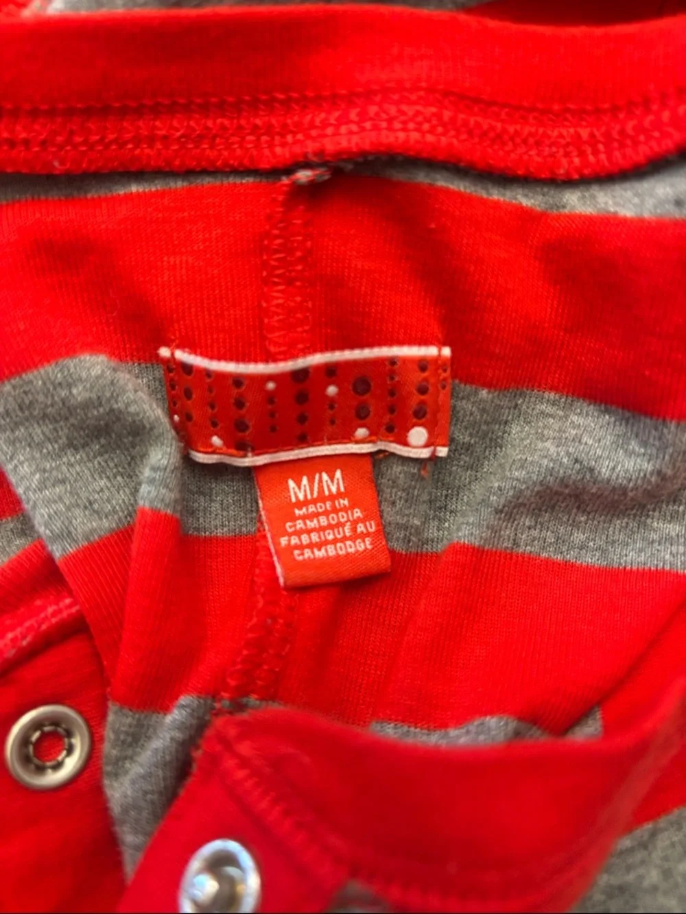 Red and Gray Striped Long-Sleeve Pajama One-Piece - Picture 8 of 8